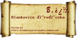 Blaskovics Árvácska névjegykártya